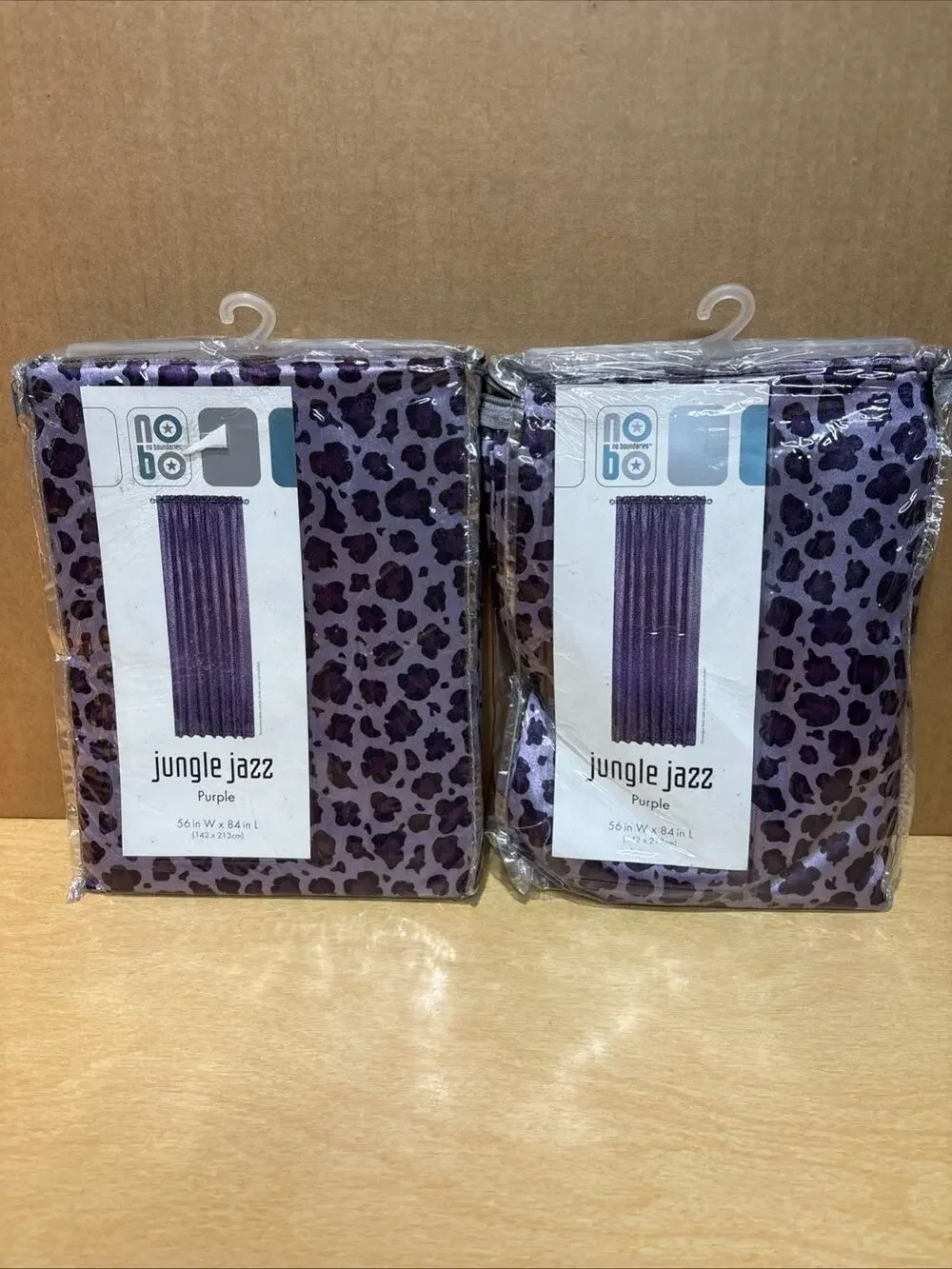 Y2K Vintage Curtain Panel Pair Satin Purple Cheetah Print 56”x 84” Each NEW